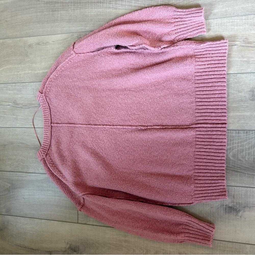 Free People Brookside Dusty Pink V-Neck Sweater tunic size XS - Picture 10 of 10